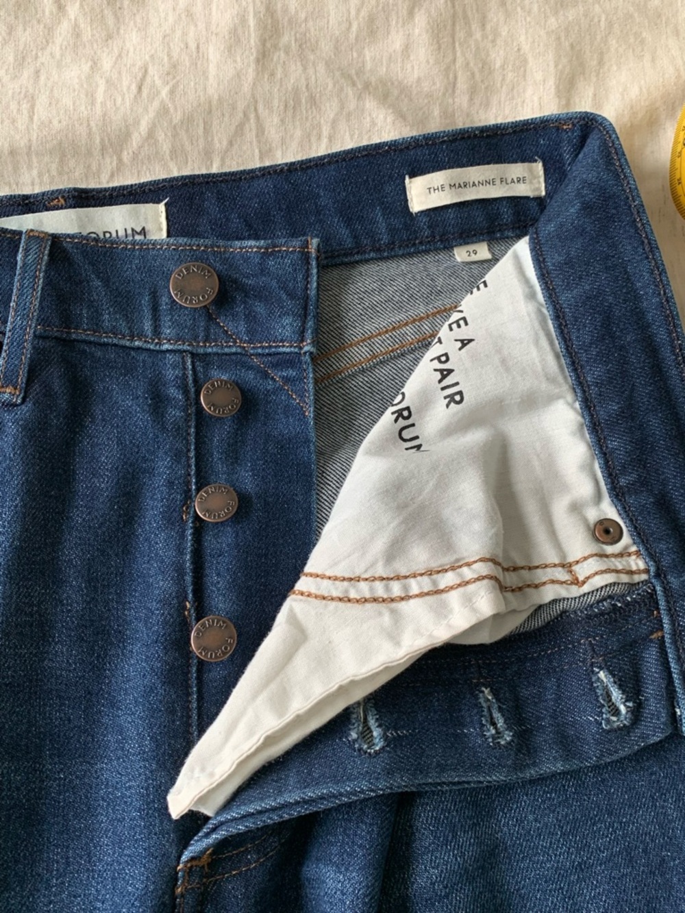 DENIM FORUM JEANS Women’s MARIANNE FLARE HIGH WAIST ITALIAN ORGANIC COTTON SZ 29 - Picture 8 of 12